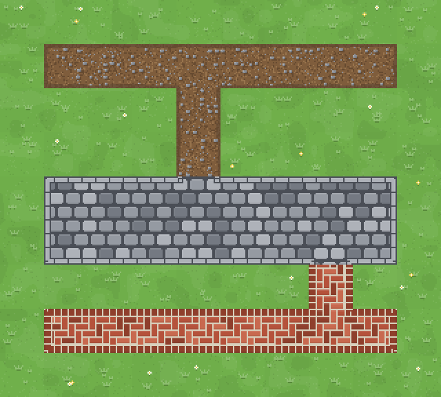Gravel, cobbles and brick at the new pixel size.